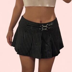Black Pinstripe Mini Skirt